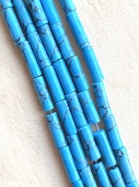 Бусины-трубочки 13*4 мм, голубой с серым