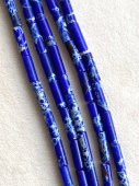 Бусины-трубочки 13*4 мм, темно-синий с серым